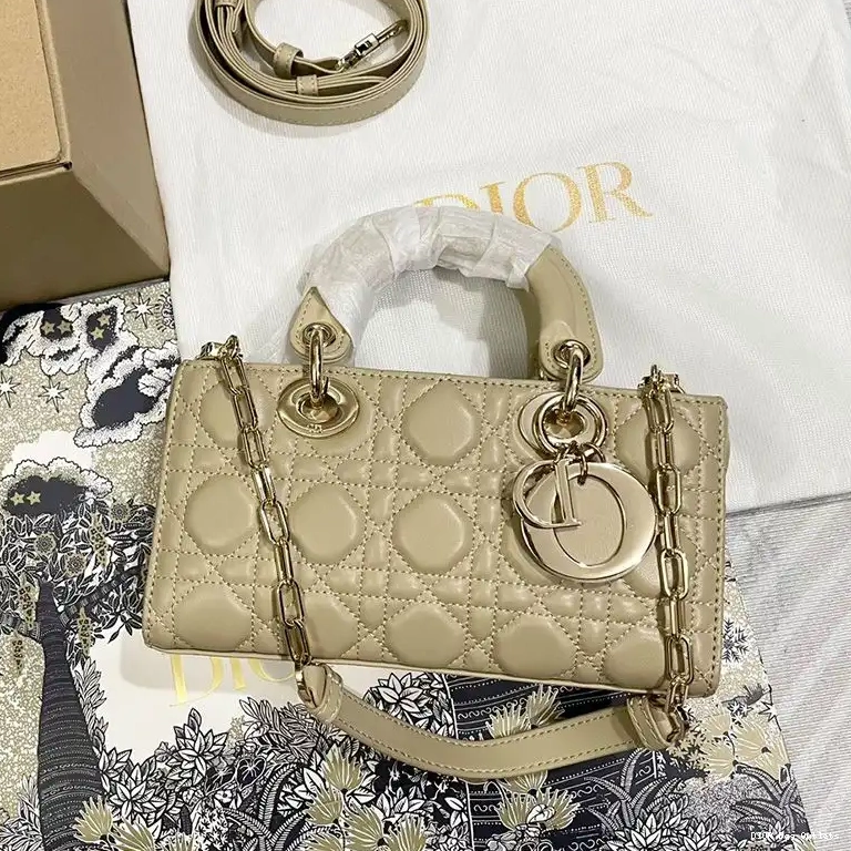 Hot D-Joy Khaki Small Lady Lambskin Bag Cannage 0509